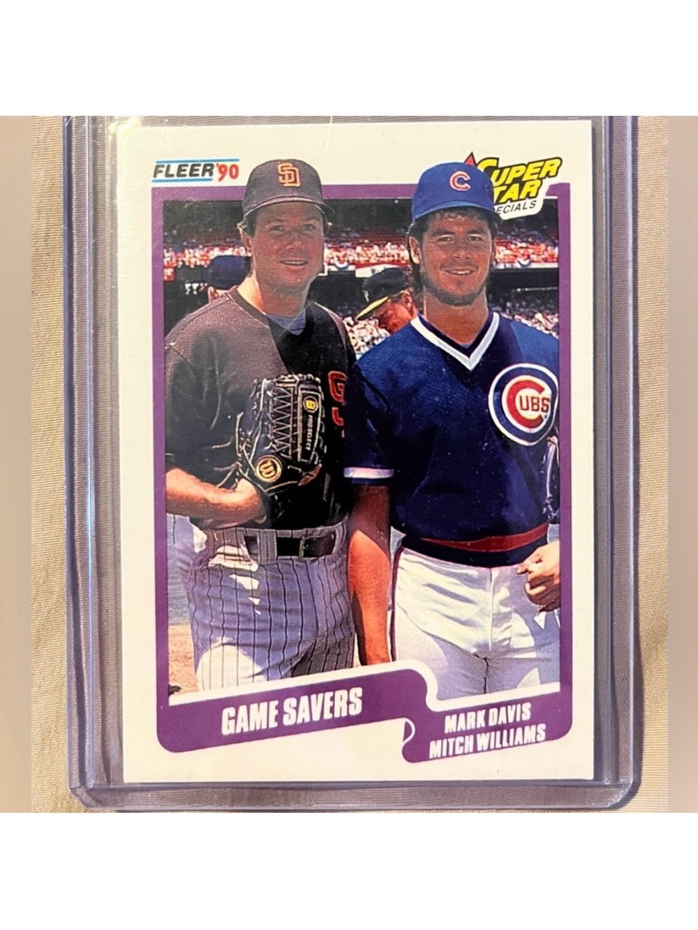 Fleer 1990 Card #631 Super Star Specials Mark Davis & Mitch Williams GAME SAVERS